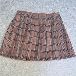 Plaid Pink Pleated Mini Skirt. Size XL.  School Girl.  Pink, Black, White